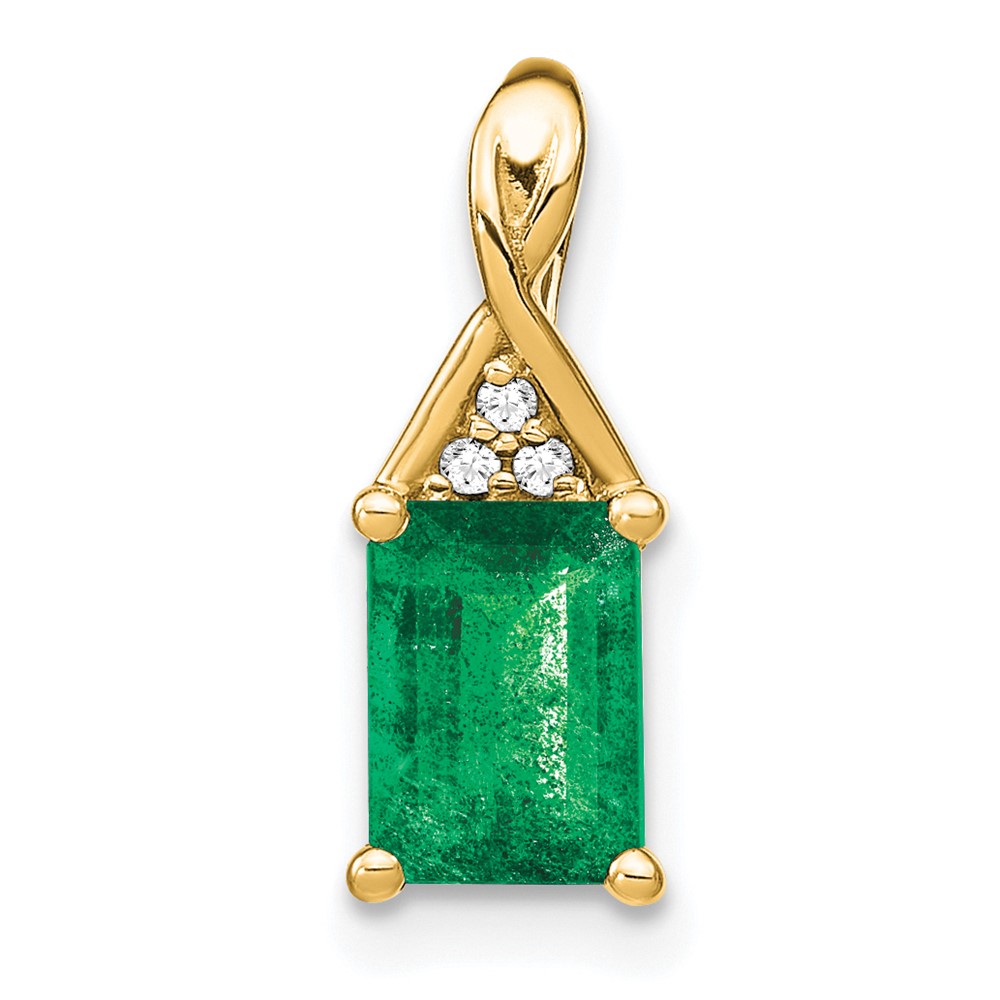 PM7187-EM-002-YA.jpg 14k Rectangle Emerald and Diamond Pendant - Image 1