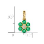 14k Emerald and Diamond Floral Pendant - Image 2
