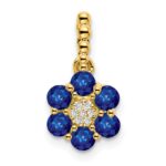 14k Sapphire and Diamond Floral Pendant