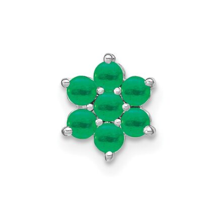 14k White Gold Emerald Floral Chain Slide