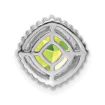 14k White Gold 6.5mm Cushion Peridot Beaded Edge Chain Slide - Image 4