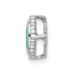 14k White Gold Oval Emerald Beaded Edge Chain Slide - Image 2