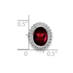 14k White Gold 8x6mm Oval Garnet Beaded Edge Chain Slide - Image 3