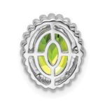 14k White Gold 8x6mm Oval Peridot Beaded Edge Chain Slide - Image 4