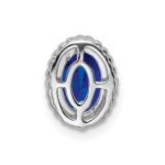 14k White Gold Oval Sapphire Beaded Edge Chain Slide - Image 4