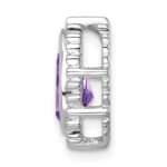 14k White Gold 9x6mm Pear Amethyst Beaded Edge Chain Slide - Image 2