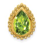 14k 9x6mm Pear Peridot Beaded Edge Chain Slide