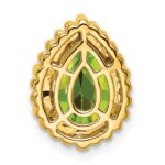 14k 9x6mm Pear Peridot Beaded Edge Chain Slide - Image 4