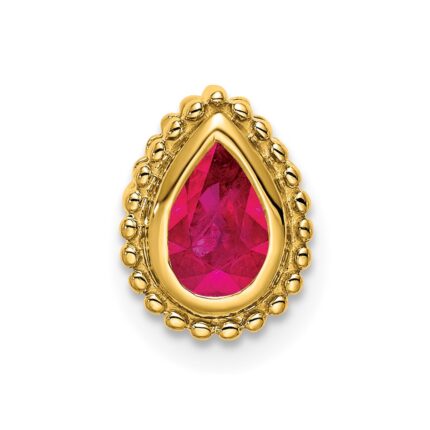 14k Pear Ruby Beaded Edge Chain Slide