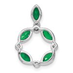 14k White Gold Marquise Emerald and Diamond Circle Chain Slide - Image 4