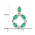 14k White Gold Marquise Emerald and Diamond Circle Chain Slide - Image 3