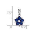 14k White Gold Sapphire and Diamond Floral Pendant - Image 3