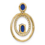 14k Oval and Round Sapphire and Diamond Oval Pendant - Image 4