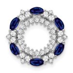 14k White Gold Marquise Sapphire and Diamond Circle Chain Slide