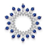 14k White Gold Sapphire and Diamond Snowflake Chain Slide