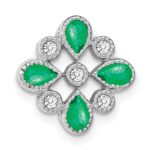 14k White Gold Pear Emerald and Diamond Chain Slide
