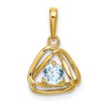 14k 4mm Round March/Aquamarine Triangle Pendant