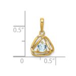 14k 4mm Round March/Aquamarine Triangle Pendant - Image 2