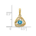 14k 4mm Round December/Blue Topaz Triangle Pendant - Image 2