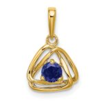 14k 4mm Round September/Lab Created Sapphire Triangle Pendant