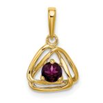 14k 4mm Round June/Rhodolite Garnet Triangle Pendant