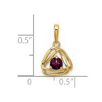 14k 4mm Round June/Rhodolite Garnet Triangle Pendant - Image 2