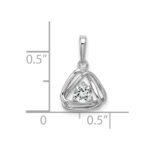 14k White Gold 4mm Round April/White Topaz Triangle Pendant - Image 2