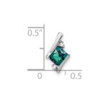 14k White Gold 7mm Cushion June/Lab Created Alexandrite and Diamond Chain Slide - Image 2