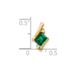 10k Yellow Gold Cushion Cr. Emerald and Diamond Chain Slide - Image 2