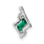 Sterling Silver Antique Cushion Cr. Emerald and Diamond Pendant - Image 3