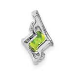 10k White Gold Cushion Peridot and Diamond Chain Slide - Image 3
