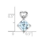 14k White Gold 7mm Cushion March/Aquamarine and Diamond Heart Chain Slide - Image 2