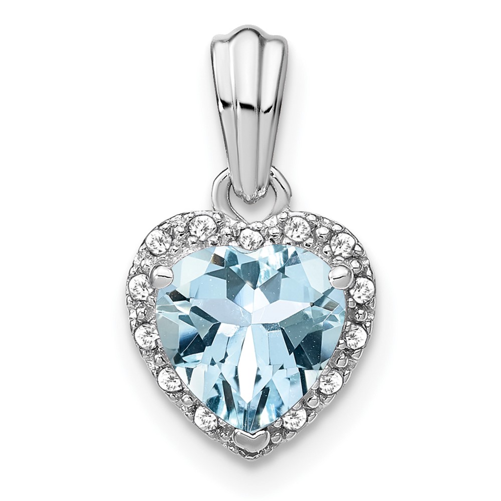 PM7400-AQ-007-SSA.jpg Sterling Silver Rhodium-plated Aquamarine and Diamond Pendant - Image 1