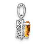 Sterling Silver Rhodium-plated Citrine and Diamond Pendant - Image 2