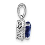 Sterling Silver Rhod-plated Created Sapphire and Diamond Pendant - Image 2