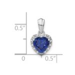 Sterling Silver Rhod-plated Created Sapphire and Diamond Pendant - Image 3
