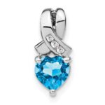 Sterling Silver Rhodium-plated Blue Topaz and Diamond Pendant