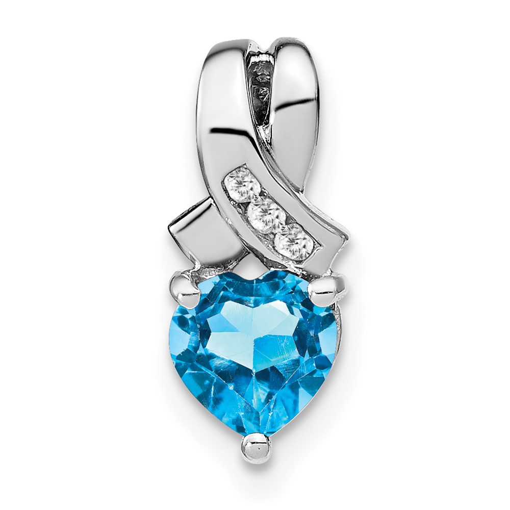 PM7401-BT-003-SSA.jpg Sterling Silver Rhodium-plated Blue Topaz and Diamond Pendant - Image 1