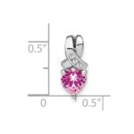 Sterling Silver Rhod-plated Created Pink Sapphire/Diamond Pendant - Image 2