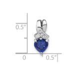 Sterling Silver Rhodium-plated Created Sapphire/Diamond Pendant - Image 2