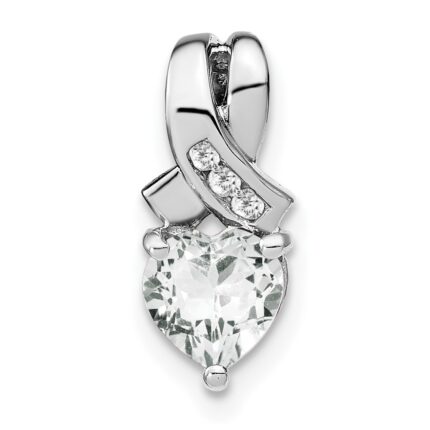 Sterling Silver Rhodium-plated White Topaz and Diamond Pendant