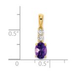 14K 7x5 Oval February/Amethyst and Diamond Pendant - Image 2