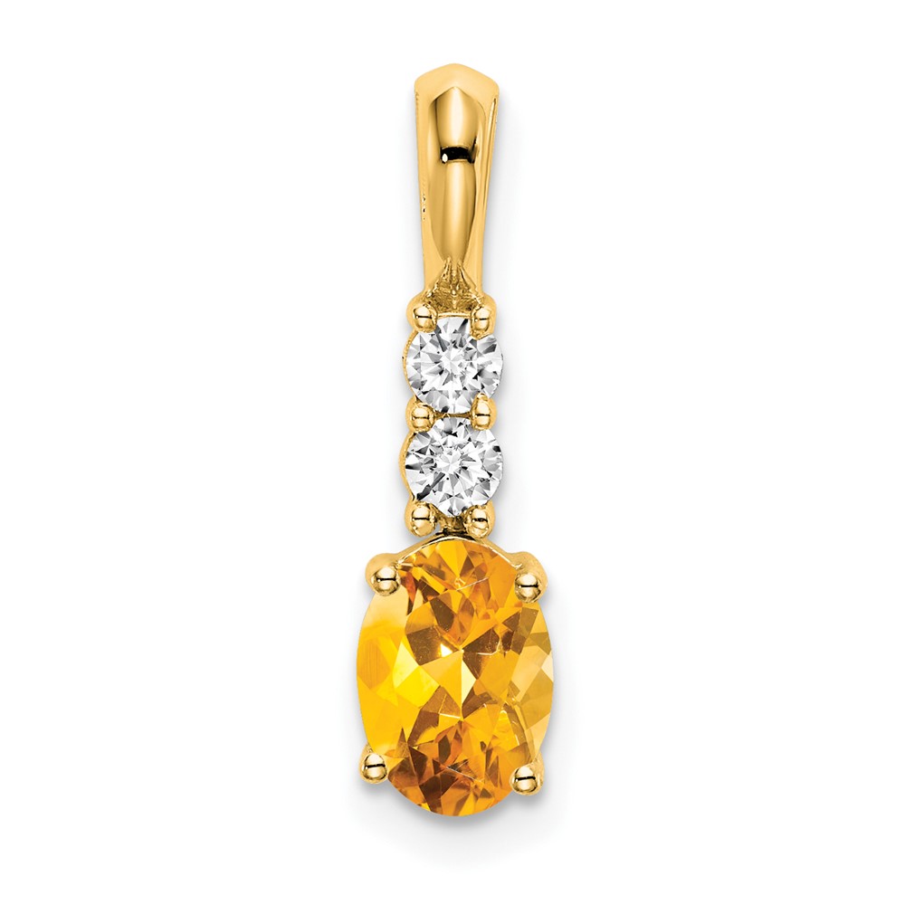 PM7406-CI-013-YA.jpg 14K 7x5 Oval November/Citrine and Diamond Pendant - Image 1