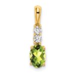 14K 7x5 Oval August/Peridot and Diamond Pendant