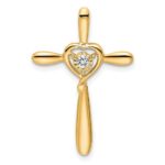 14k April/White Topaz Cross with Heart Chain Slide