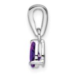 10k White Gold Pear Amethyst and Diamond Pendant - Image 2