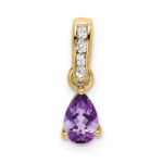 14K 6x4 Pear February/Amethyst and Diamond Pendant