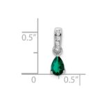 14k White Gold 1/20 carat Lab Grown Diamond VS/SI+ G+ and Lab Created Emerald Complete Pendant - Image 2