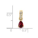 10k Yellow Gold Pear Created Ruby and Diamond Pendant - Image 2