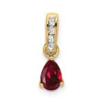 14K 6x4 Pear July/Lab Created Ruby and Diamond Pendant